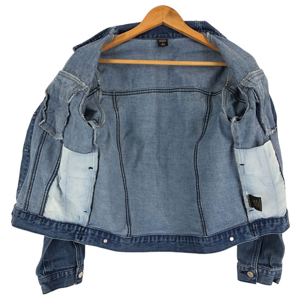 Tinsel Town Women's Small Blue Studded Button Front Denim Jean Jacket Cotton - Picture 6 of 9